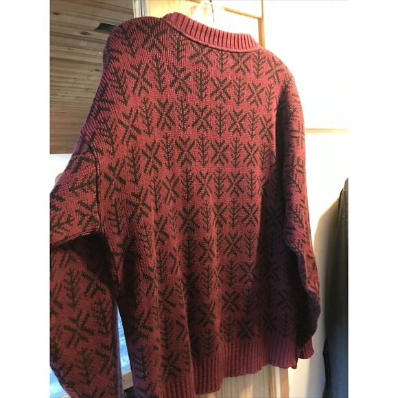 Alps Vintage Men’s M Red Geometric Long Sleeve Pullover Cotton Sweater - Picture 13 of 16